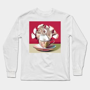 White Blossoms in A Teacup Long Sleeve T-Shirt